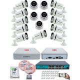 Kadraj Ip Güvenlik Kamera Seti - 5 iç Mekan Ip Kamera, 11 Dış Mekan Ip Kamera, 2tb H.d.d, 16 kanal Nvr, Gece Görüş, Uzaktan Izleme, Hareket Tabiki, Insan Tes - Beyaz