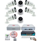 Kadraj Ip Güvenlik Kamera Seti - 5 İç Mekan Ip Kamera 3 Dış Mekan Ip Kamera 1 Tb H.d.d 9 Kanal Nvr Gece Görüş Uzaktan İzleme Hareket Tabiki İnsan Tespi - Beyaz