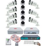 Kadraj Ip Güvenlik Kamera Seti - 5 iç Mekan Ip Kamera, 7 Dış Mekan Ip Kamera, 2tb H.d.d, 16 kanal Nvr, Gece Görüş, Uzaktan Izleme, Hareket Tabiki, Insan Tes - Beyaz