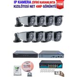 Kadraj Ip Kamera Seti - 8 Ip Kamera - 10 Kanal Nvr - 8 Port Poe Switch, 2 Tb Disk, Gece Görüşlü (Ir) - Beyaz