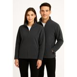 Kae Laurean Unisex Anti-Pilling Tüylenme Yapmayan Standart Fit Tam Fermuarlı Soğuk Geçirmez Polar Hırka - 2XL - Füme