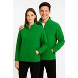 Kae Laurean Unisex Anti-Pilling Tüylenme Yapmayan Standart Fit Tam Fermuarlı Soğuk Geçirmez Polar Hırka - 2XL - Yeşil