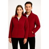 Kae Laurean Unisex Anti-Pilling Tüylenme Yapmayan Standart Fit Tam Fermuarlı Soğuk Geçirmez Polar Hırka - Bordo