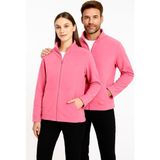 Kae Laurean Unisex Anti-Pilling Tüylenme Yapmayan Standart Fit Tam Fermuarlı Soğuk Geçirmez Polar Hırka - Pembe