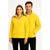 Kae Laurean Unisex Anti-Pilling Tüylenme Yapmayan Standart Fit Tam Fermuarlı Soğuk Geçirmez Polar Hırka - Sarı