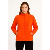 Kae Laurean Unisex Anti-Pilling Tüylenme Yapmayan Standart Fit Tam Fermuarlı Soğuk Geçirmez Polar Hırka - Turuncu