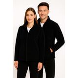 Kae Laurean Unisex Anti-Pilling Tüylenme Yapmayan Standart Fit Tam Fermuarlı Soğuk Geçirmez Polar Hırka - XL - Siyah
