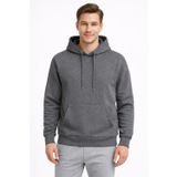 KaeLaurean Erkek Füme 3 İplik Pamuklu Kapüşonlu Sweatshirt Basic Hoodie Kanguru Cepli