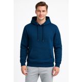 KaeLaurean Erkek Gece Mavisi 3 İplik Pamuklu Kapüşonlu Sweatshirt Basic Hoodie Kanguru Cepli