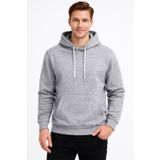KaeLaurean Erkek Gri 3 İplik Pamuklu Kapüşonlu Sweatshirt Basic Hoodie Kanguru Cepli