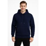 KaeLaurean Erkek Lacivert 3 İplik Pamuklu Kapüşonlu Sweatshirt Basic Hoodie Kanguru Cepli