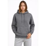 KaeLaurean Kadın Füme 3 İplik Pamuklu Kapüşonlu Sweatshirt Basic Hoodie Kanguru Cepli