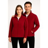 KaeLaurean Unisex Bordo Anti-pilling Tüylenme Yapmayan Standart Fit Tam Fermuarlı Soğuk Geçirmez Polar Hırka