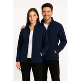 KaeLaurean Unisex Lacivert Anti-pilling Tüylenme Yapmayan Standart Fit Tam Fermuarlı Soğuk Geçirmez Polar Hırka