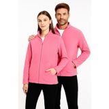 KaeLaurean Unisex Pembe Anti-pilling Tüylenme Yapmayan Standart Fit Tam Fermuarlı Soğuk Geçirmez Polar Hırka