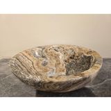 Kaelite Özel Tasarım Mermer Evye - 44X35 cm Tezgah Üstü Doğal Taş Banyo Lavabosu - Çok Renkli - 44x35x12cm, 12cm derinlik