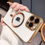 KaeMoon İphone 14 PRO MAX Magsafe Uyumlu Üst Kalite Kablosuz Şarja Uygun Silikon Kılıf (Altın Rengi)