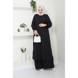 Kaes Giyim Kadın Uzun Ikili Tesettür Tunik Takım - Siyah - XL