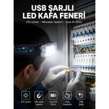 Kafa Lambası LED Fener Pratik Taşınabilir Ayarlanabilir USB Şarjlı - Renkli - 10 W