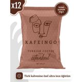 Kafeingo Türk Kahvesi 12x100 gr – Geleneksel Öğütüm, Yoğun Aroma, Köpüklü İçim, Taze Öğütülmüş %100 Arabica - 12 Adet
