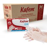 Kafem Beyaz Vinil Eldiveni Pudrasız (M) 100 Adet x 20 Paket (Koli)