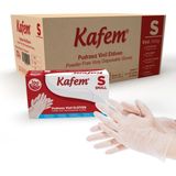 Kafem Beyaz Vinil Eldiveni Pudrasız (S) 100 Adet x 20 Paket (Koli) - Bayaz