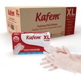 Kafem Beyaz Vinil Eldiveni Pudrasız (Xl) 100 Adet x 20 Paket (Koli)