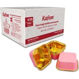 Kafem Muffin Kek Kapsülü Kare Pembe-Altın 25'li x 60 Paket (Koli)
