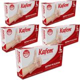 Kafem Pe Tek Kullanımlık Şeffaf Eldiven 500 Lü x 5 Paket