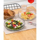 Kafes El Yapimi Büyük Boy Cam Salata Meyve Çerez Makarna Sunum Kasesi Seffaf 23 cm - Şeffaf