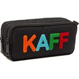 Kaff 01108 Siyah Su Geçirmez Bondit Kumaş Peluş Baskılı Çift Gözlü Kalemlik Kalem Kutusu Geniş Hacim