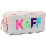 Kaff 01108 Taş Rengi Pembe Fermuarlı Su Geçirmez Bondit Kumaş Peluş Baskılı Çift Gözlü Kalemlik