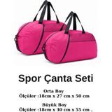 Kaff 2'li Önü Cepli Ayarlanabilir Omuz Askılı El Seyahat Spor Çantası - Pembe