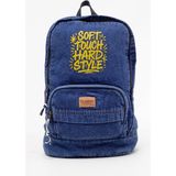 Kaff Fermuarlı Ön Cepli Design Unisex Vintage Denim Sırt Çantası -Moonkot - Lacivert