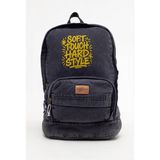 Kaff Fermuarlı Ön Cepli Design Unisex Vintage Denim Sırt Çantası -Moonkot - Siyah