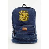 Kaff Fermuarlı Ön Cepli Design Unisex Vintage Denim Sırt Çantası -Moonkot - Turkuaz