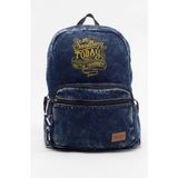 Kaff Fermuarlı Ön Cepli Design Unisex Vintage Denim Sırt Çantası -Sunshinekot - Lacivert