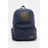 Kaff Fermuarlı Ön Cepli Design Unisex Vintage Denim Sırt Çantası -Sunshinekot - Mavi