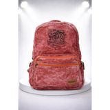 Kaff Fermuarlı Ön Cepli Design Unisex Vintage Denim Sırt Çantası -Sunshinekot - Pembe