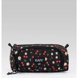 Kaff Imperteks Kumaş Kalemlik | Çift Gözlü Geniş Hacimli Kiraz Desenli Organizer Kalem Kutusu 30110 - 06552-Kırmızı