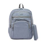 Kaff Unisex Gri 01101-set Krinkıl Kumaş Su Geçirmez Kalemlikli Okul Seyahat Spor Günlük Sırt Çantası