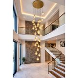 Kafkas 1000LİK Statik Gold 30 Glop Camlı Galeri Boşluğu Modern Sarkıt Avize - Mat Altın