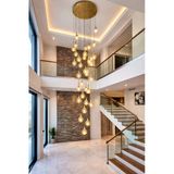 Kafkas 1000Lik Statik Gold 30 Glop Camlı Galeri Boşluğu Modern Sarkıt Avize