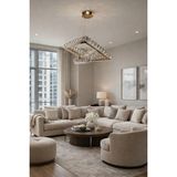 Kafkas 35X25LİK Kare 2katlı Gold Kristal Avize - Altın