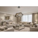 Kafkas 40X25 Altıgen 2 Katlı Gümüş Modern Kristal Avize