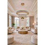 Kafkas 45X30 Daire 2 Katlı Gold Şeker Toplu Kristal Avize - Altın