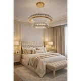 Kafkas 45X30DAİRE Gold 2 Katlı Kristal Avize - Altın