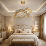 Kafkas 60X40 Altıgen 2 Katlı Gold Modern Kristal Avize - Altın