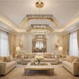 Kafkas 60X40X25 Altıgen Gold Modern Kristal Avize - Altın - 3