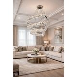 Kafkas 60X45X30 Üçgen 3 Katlı Modern Kristal Avize - Gümüş